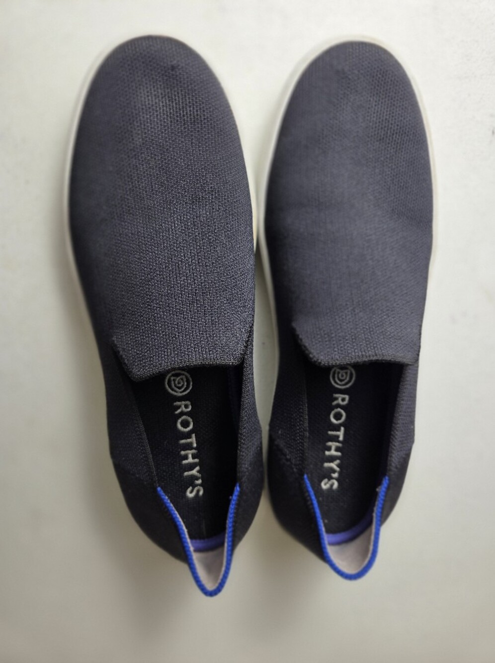 Rothys The Original Slip On Sneaker Black Solid Knit Casual Shoes W 9.5 Washable